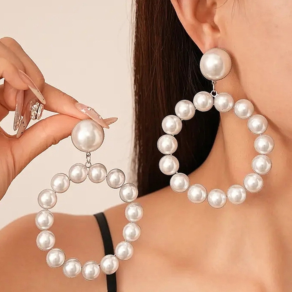 Elegant Pearl Hoop Earrings